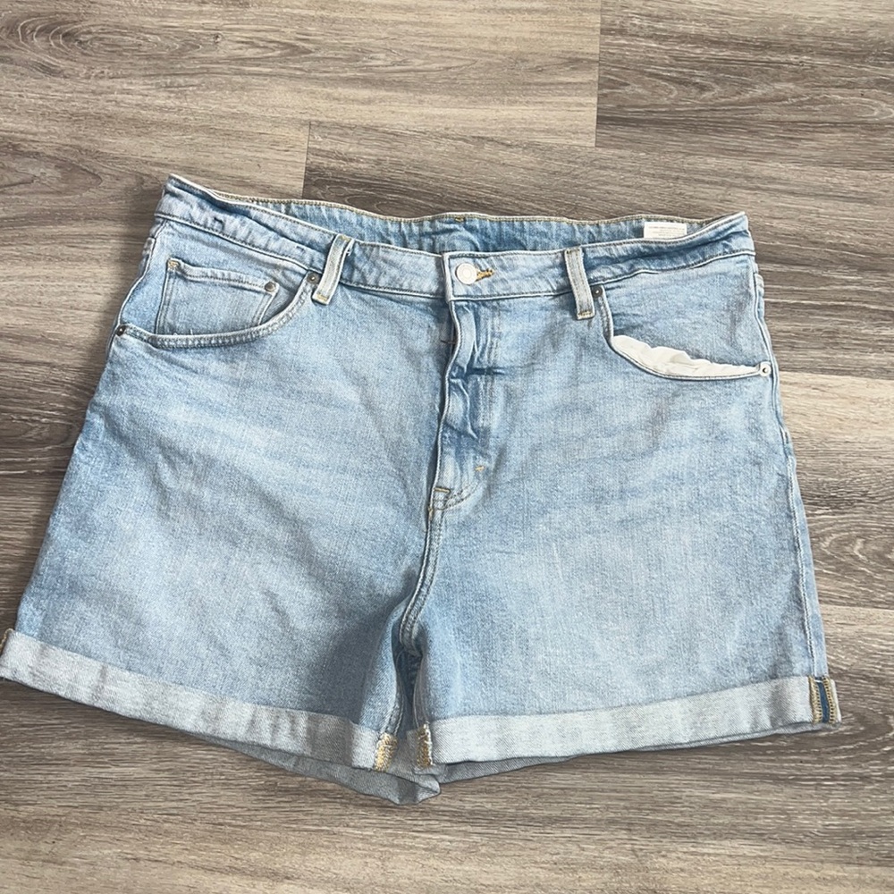 High waisted denim mom shorts